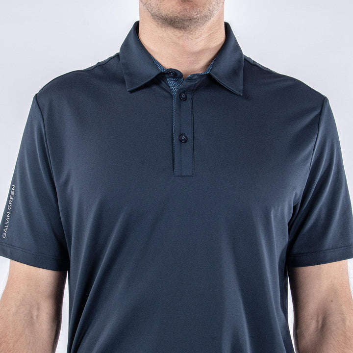 Milan is a Breathable short sleeve golf shirt for Men in the color Navy(4)