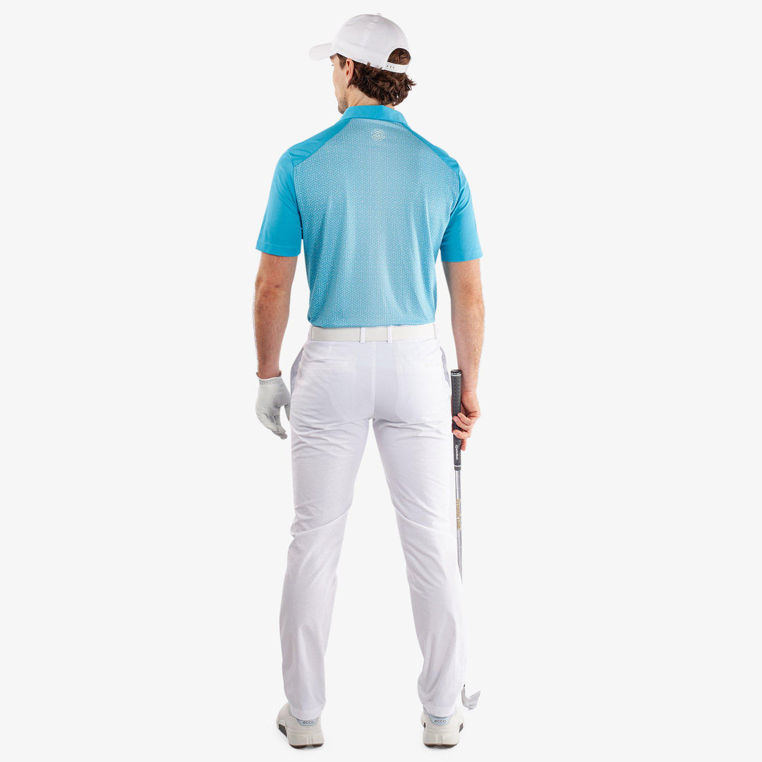 Mile is a Breathable short sleeve golf shirt for Men in the color Aqua/White (6)