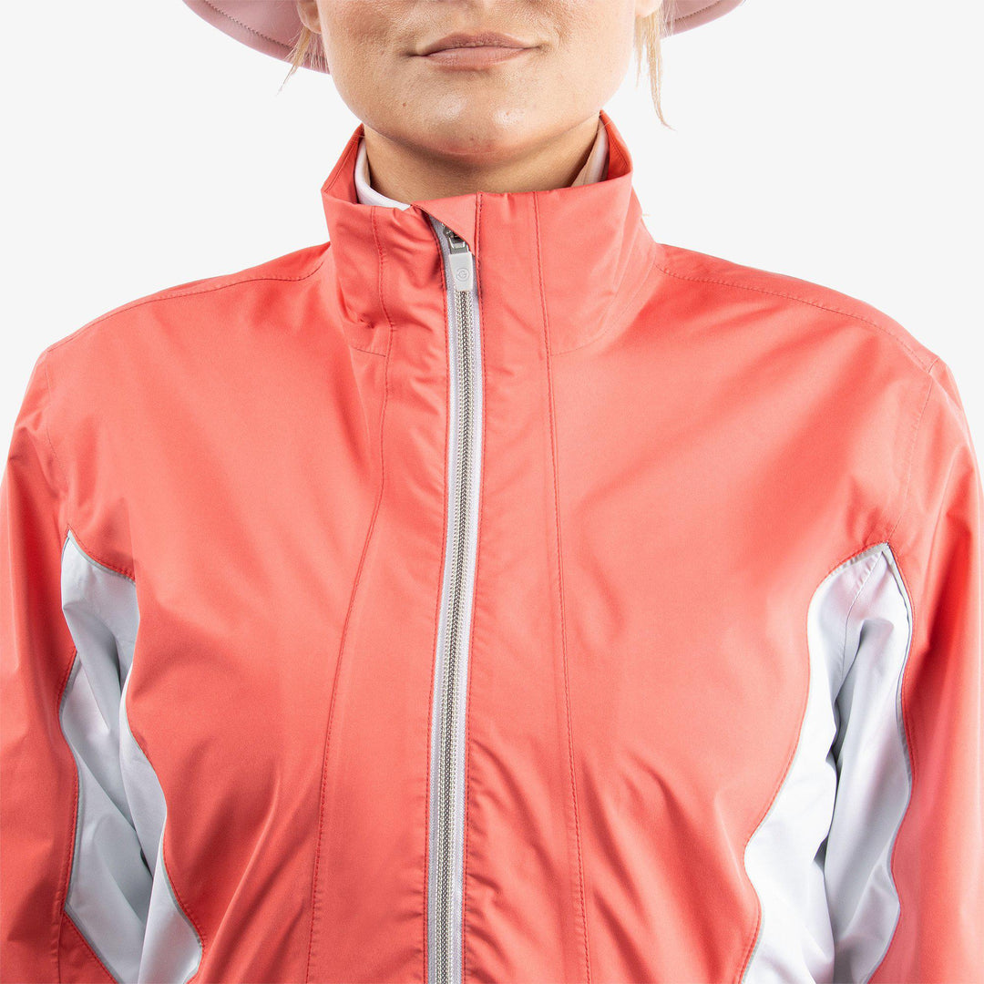 Aida is a Waterproof jacket for  in the color Coral/White/Cool Grey(4)