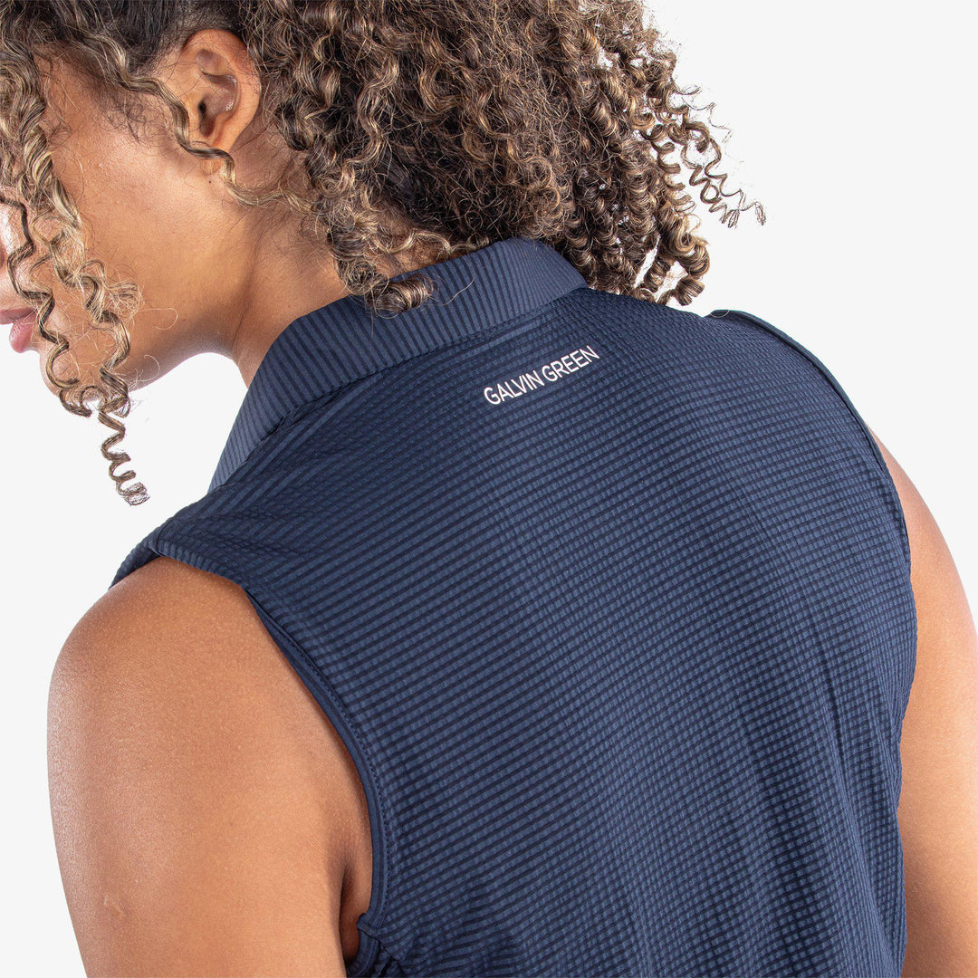 Mayla is a Breathable short sleeve golf shirt for Women in the color Navy(5)