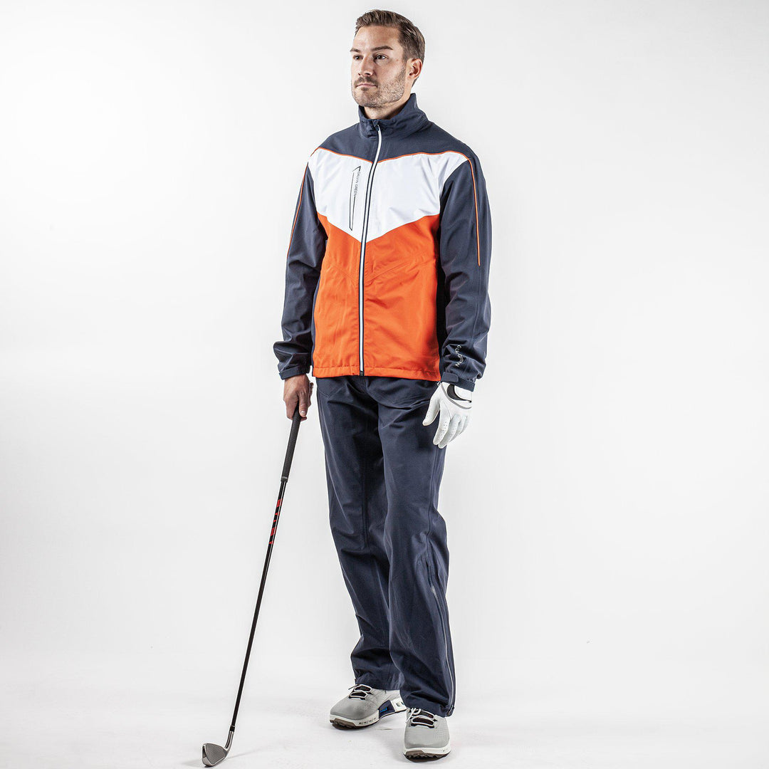 Armstrong is a Waterproof jacket for  in the color Navy/White/Orange (2)