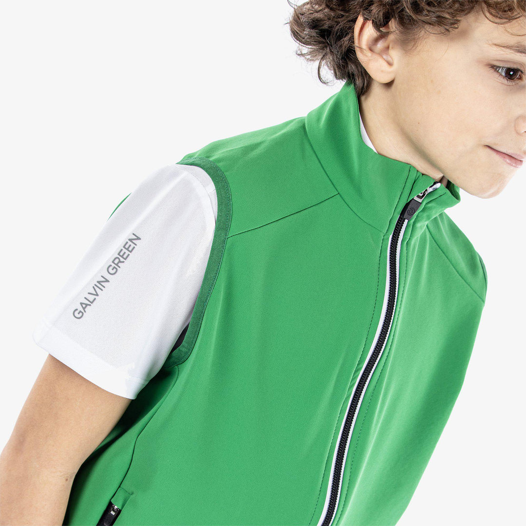 Rio is a Windproof and water repellent vest for Juniors in the color Golf Green(3)