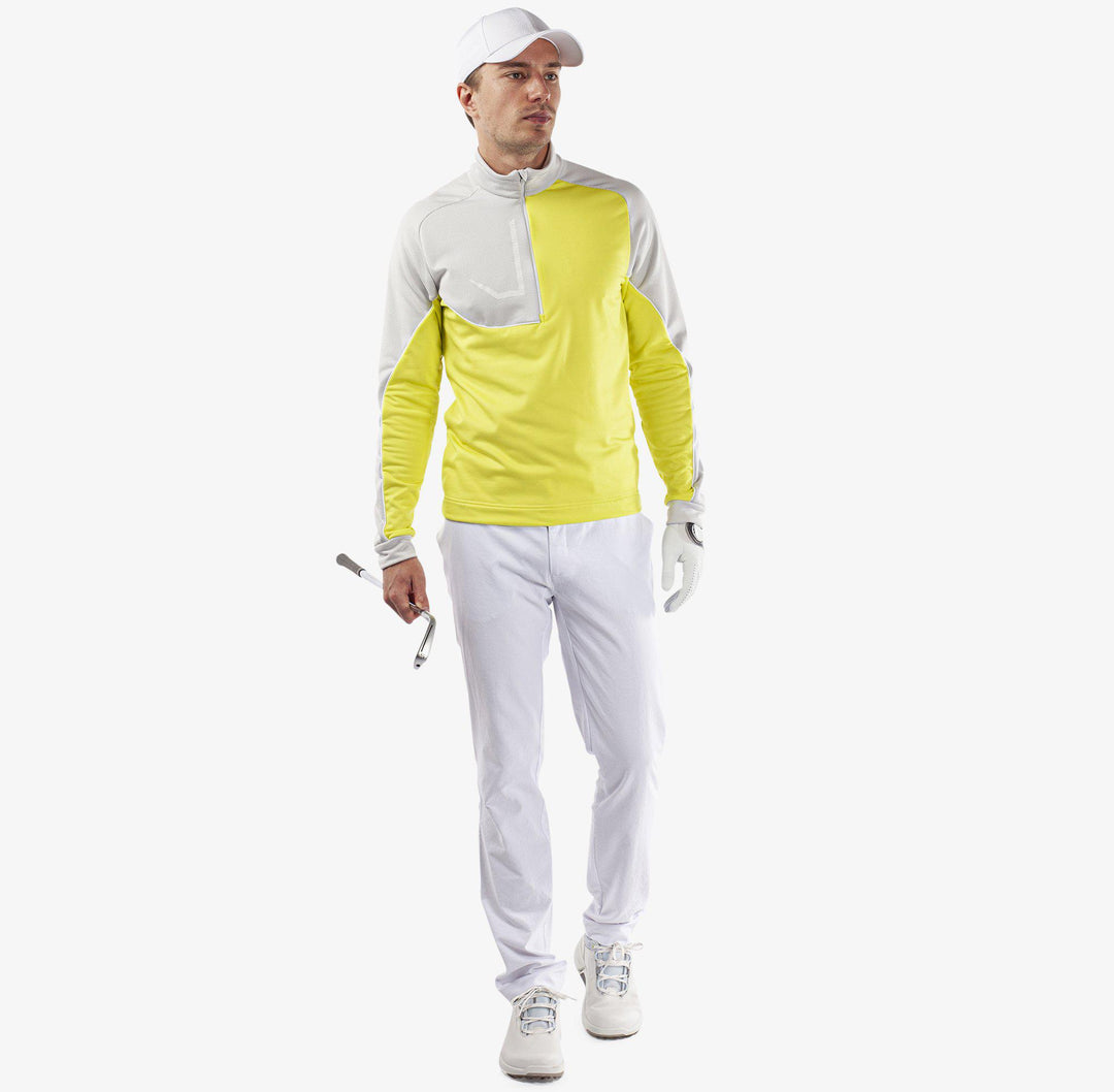 Daxton is a Insulating golf mid layer for Men in the color Sunny Lime/Cool Grey/White(2)