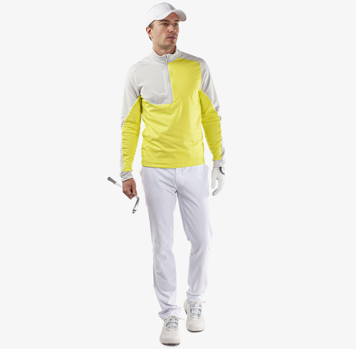 Daxton is a Insulating golf mid layer for Men in the color Sunny Lime/Cool Grey/White(2)