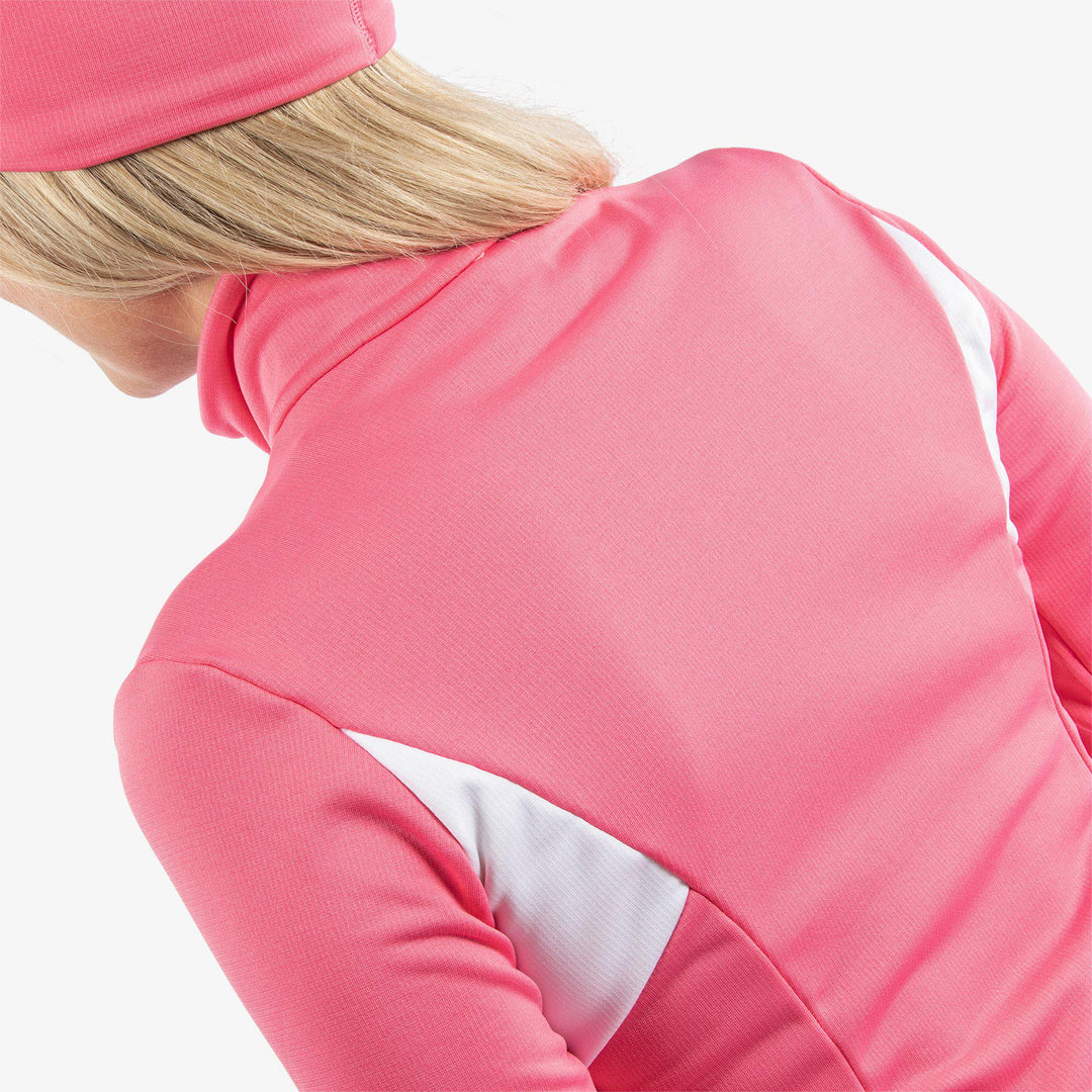 Destiny is a Insulating golf mid layer for Women in the color Camelia Rose/White(5)