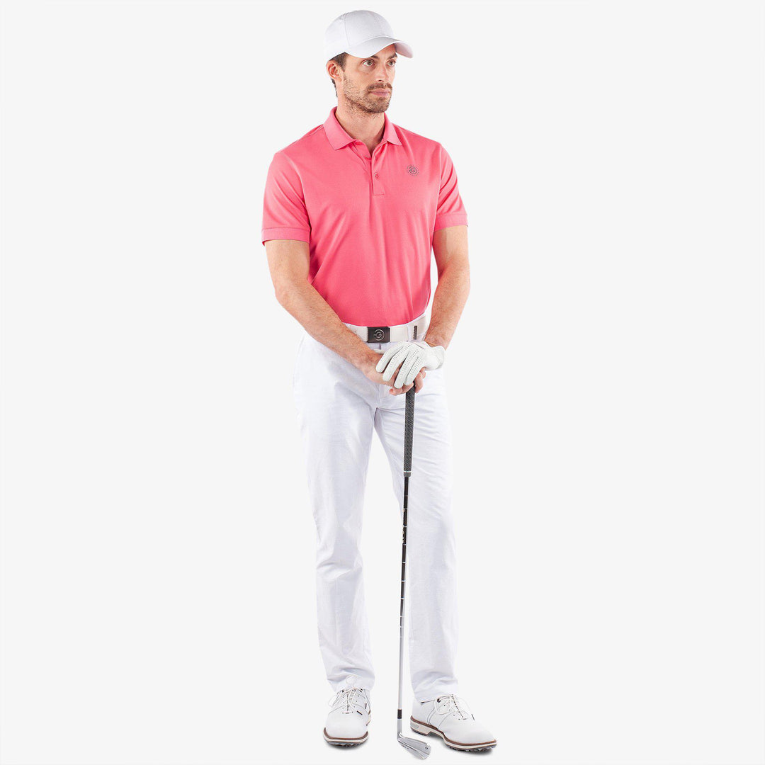 Maximilian is a Breathable short sleeve golf shirt for Men in the color Camelia Rose(2)