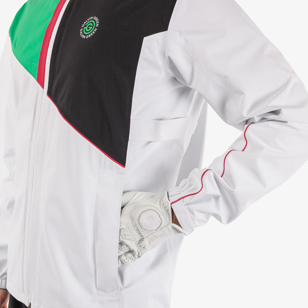 Apollo  is a Waterproof jacket for Men in the color White/Black/Cherry(3)