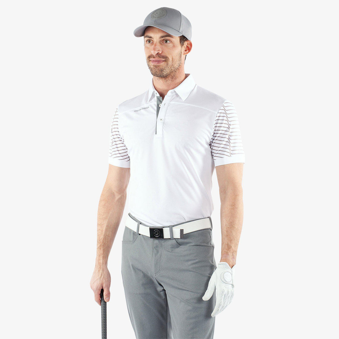 Milion is a Breathable short sleeve golf shirt for Men in the color White/Cool Grey(1)