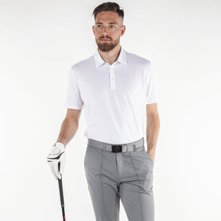 Milan is a Breathable short sleeve golf shirt for Men in the color White(1)