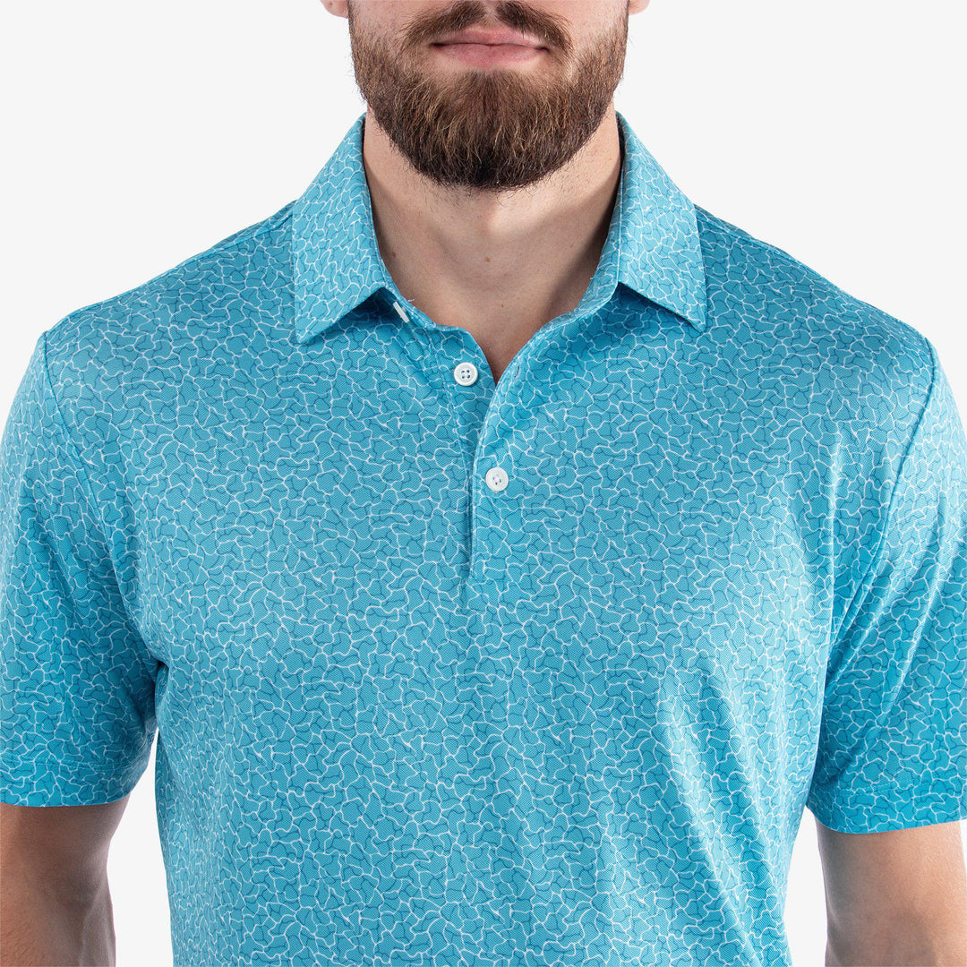Mani is a Breathable short sleeve golf shirt for Men in the color Aqua(4)