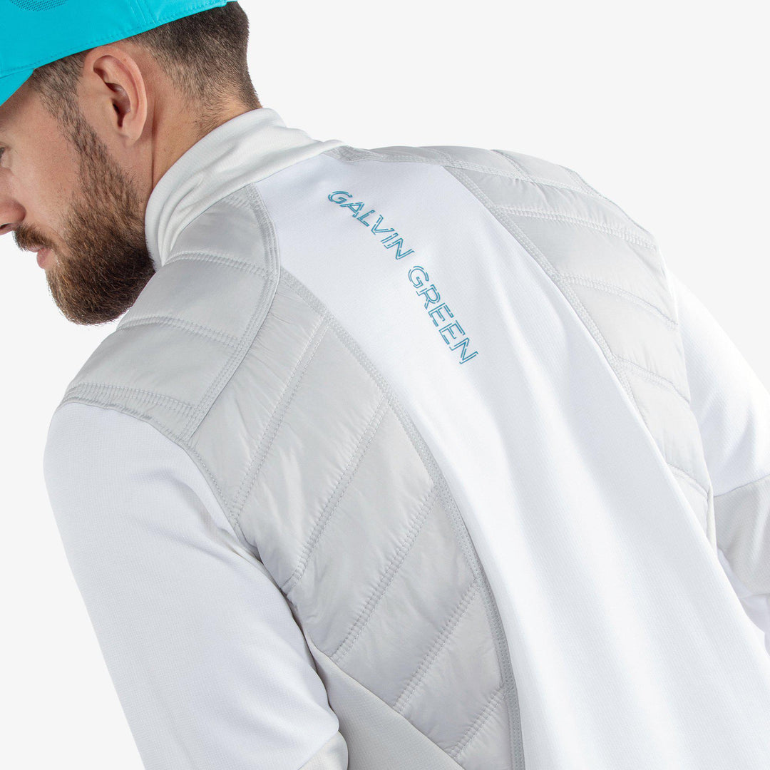 Durante is a Insulating golf mid layer for Men in the color White/Cool Grey/Aqua(5)