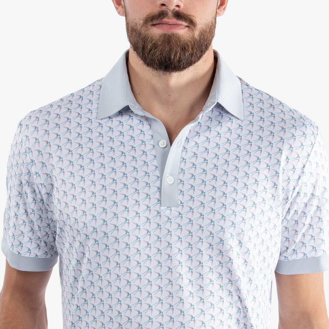 Malcolm is a Breathable short sleeve shirt for  in the color White/Cool Grey/Aqua(4)
