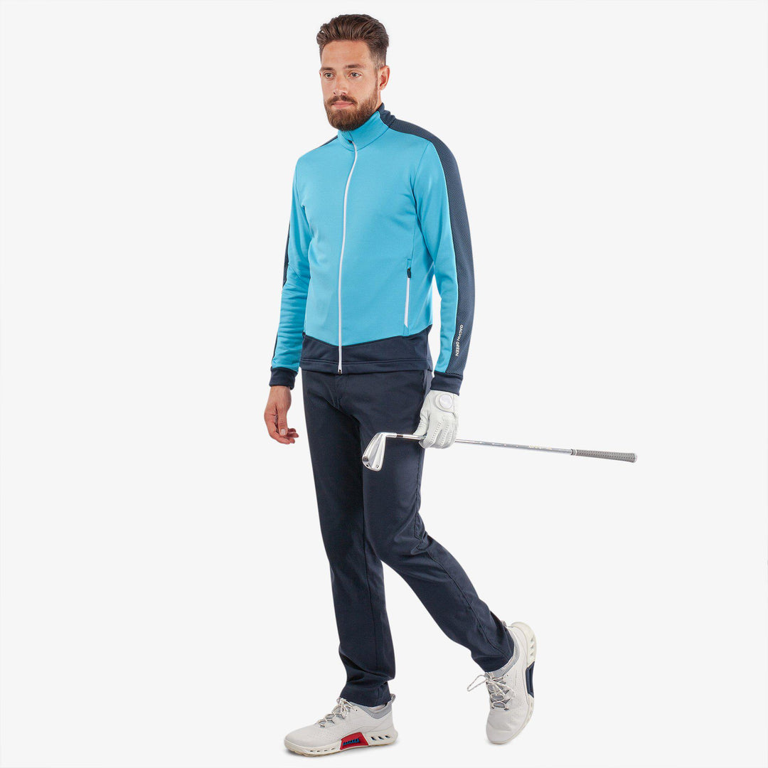 Dawson is a Insulating golf mid layer for Men in the color Aqua/Navy(2)