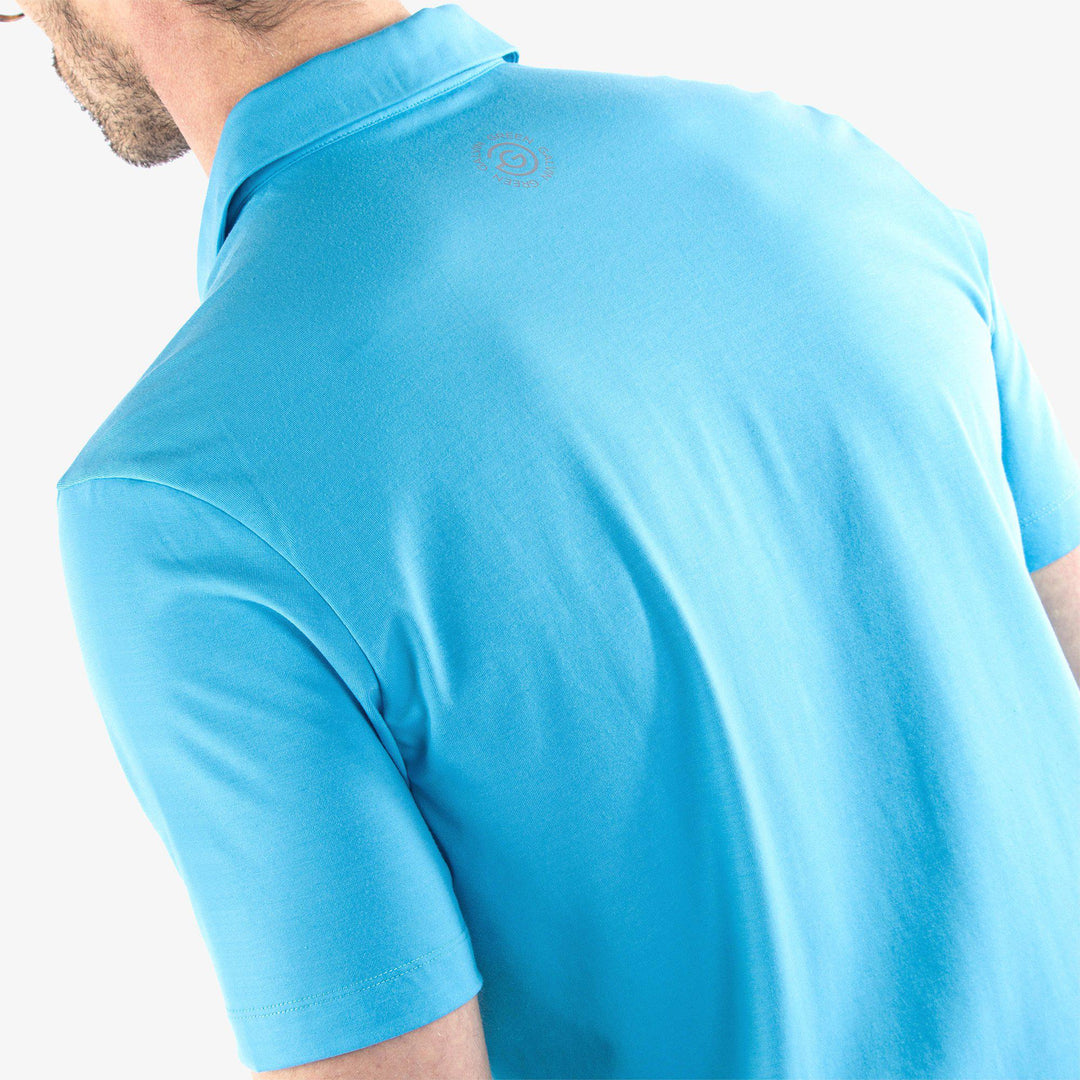 Marcelo is a Breathable short sleeve golf shirt for Men in the color Aqua(5)