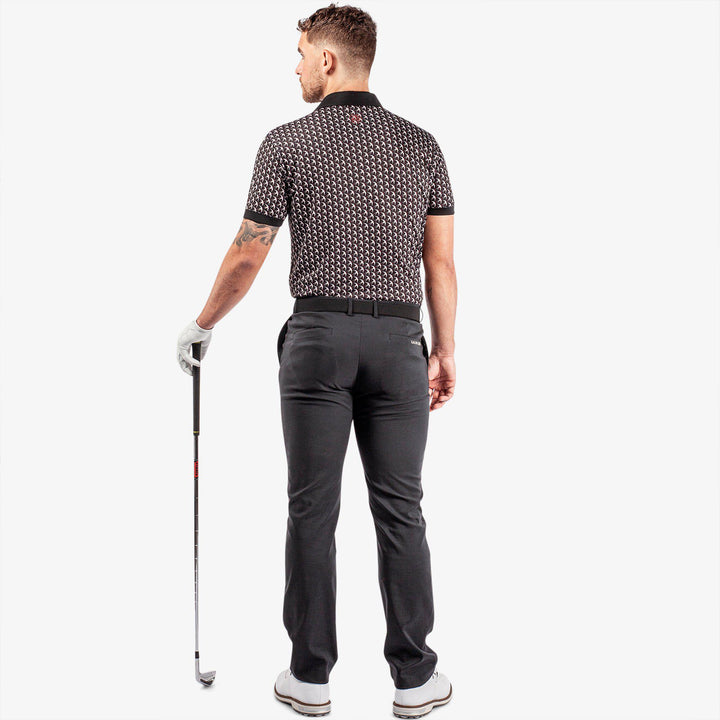 Malcolm is a Breathable short sleeve golf shirt for Men in the color Black/Sharkskin/Red(7)