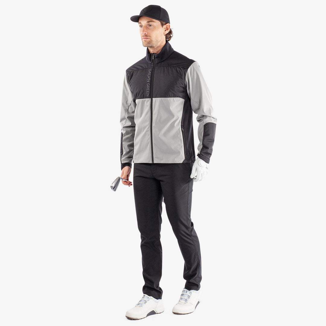 Layton is a Windproof and water repellent golf jacket for Men in the color Sharkskin/Black(2)