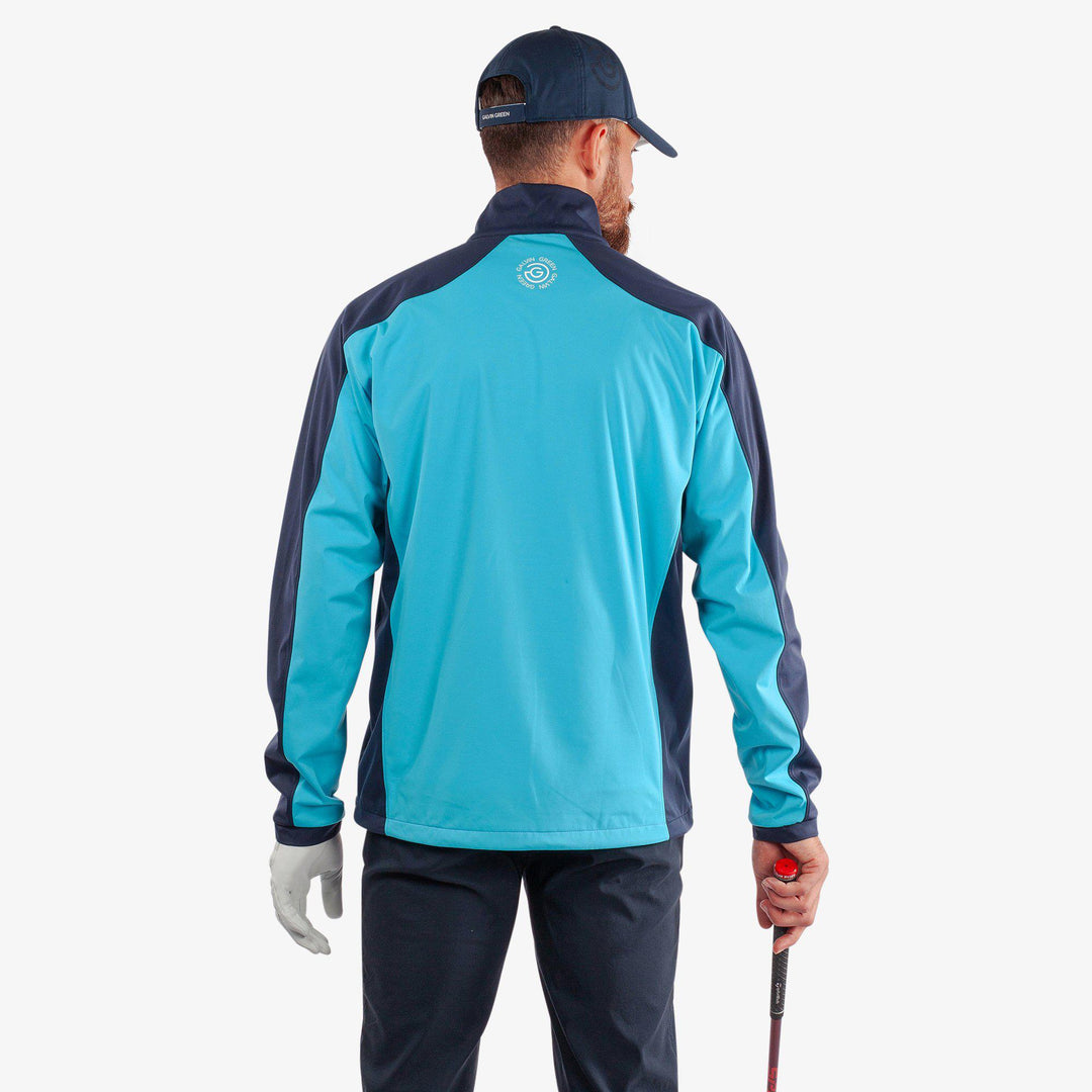 Lawrence is a Windproof and water repellent golf jacket for Men in the color Aqua/Navy(4)