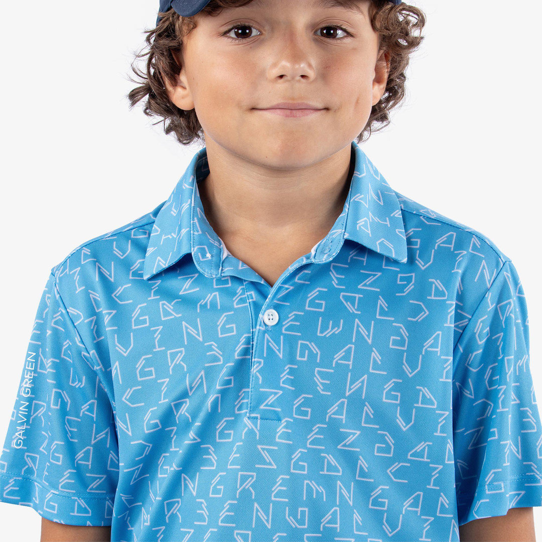 Rickie is a Breathable short sleeve golf shirt for Juniors in the color Alaskan Blue(4)