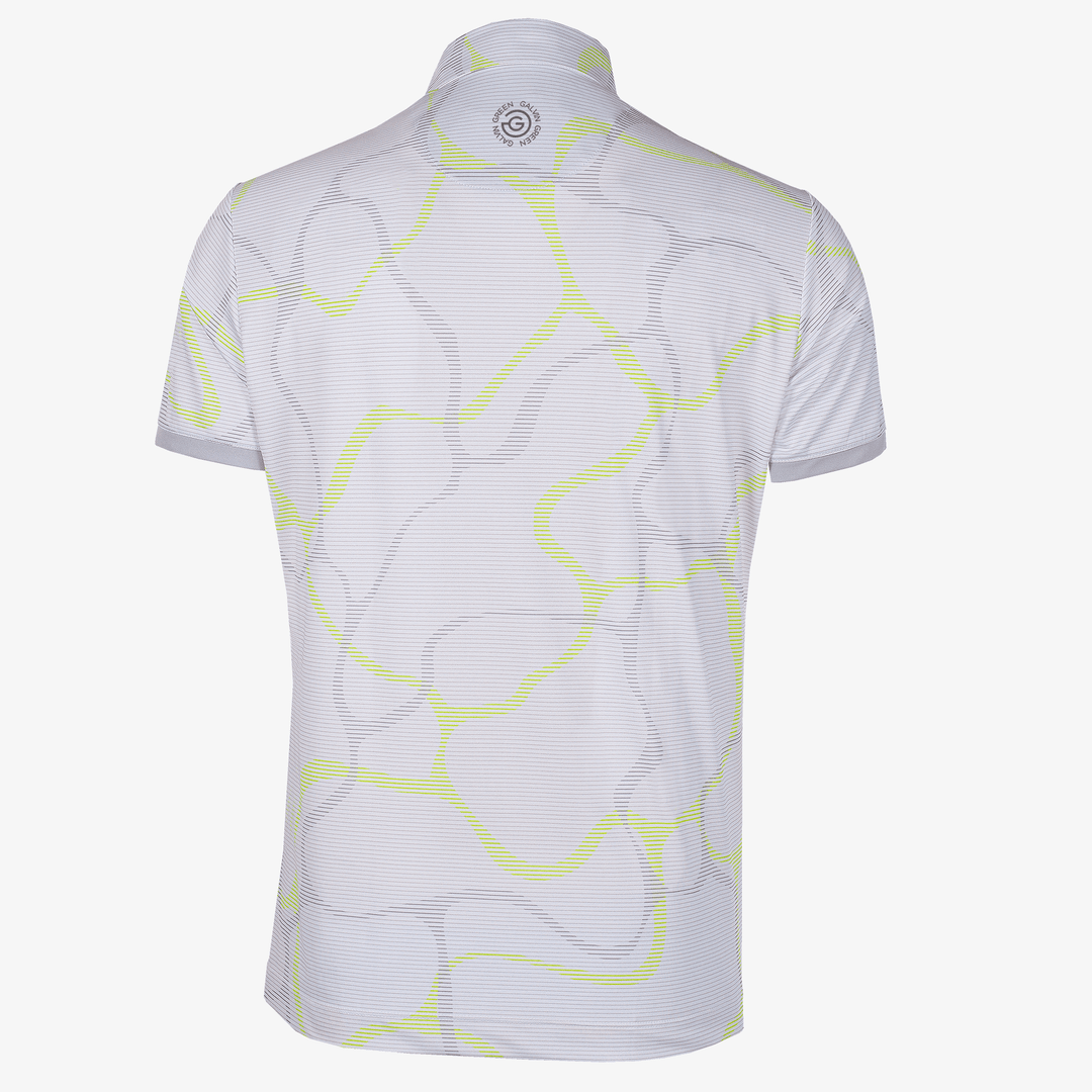 Markos is a Breathable short sleeve golf shirt for Men in the color White/Sunny Lime(8)
