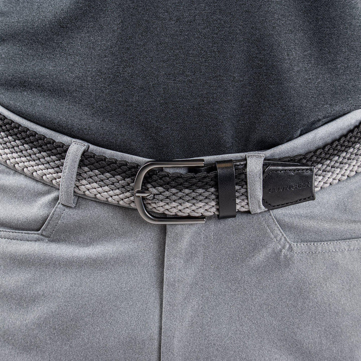 Will is a Elastic golf belt in the color Black/Forged Iron/Sharkskin(2)