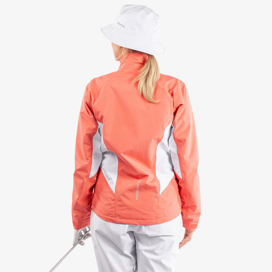 Aida is a Waterproof jacket for Women in the color Coral/White/Cool Grey(7)