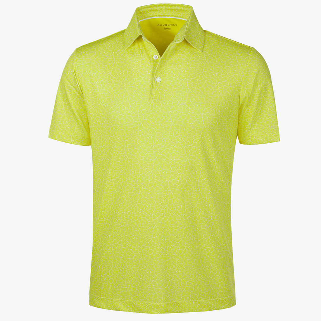 Mani is a Breathable short sleeve golf shirt for Men in the color Sunny Lime(0)