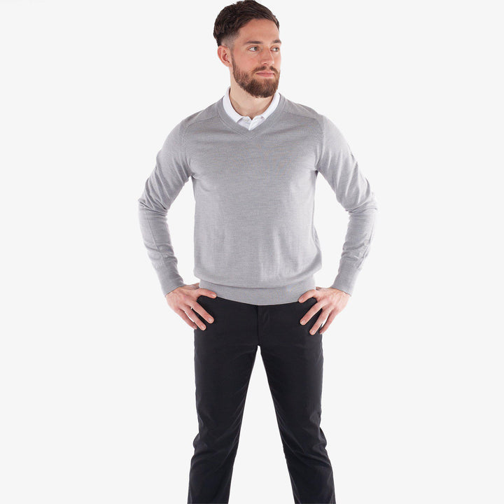 Carl is a Merino golf sweater for Men in the color Grey melange(2)