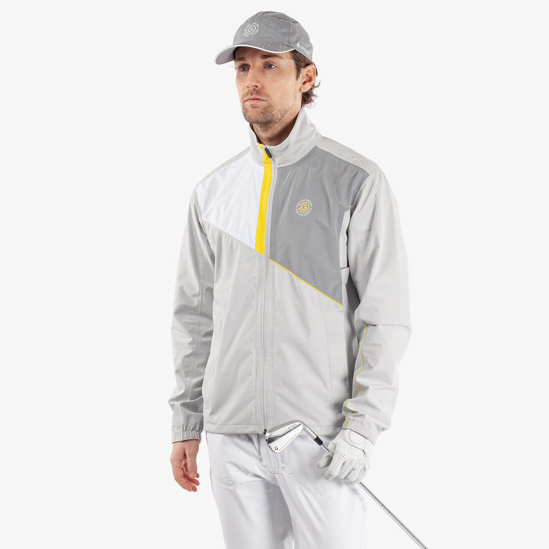 Apollo  is a Waterproof jacket for Men in the color Cool Grey/Sharkskin/Yellow(1)