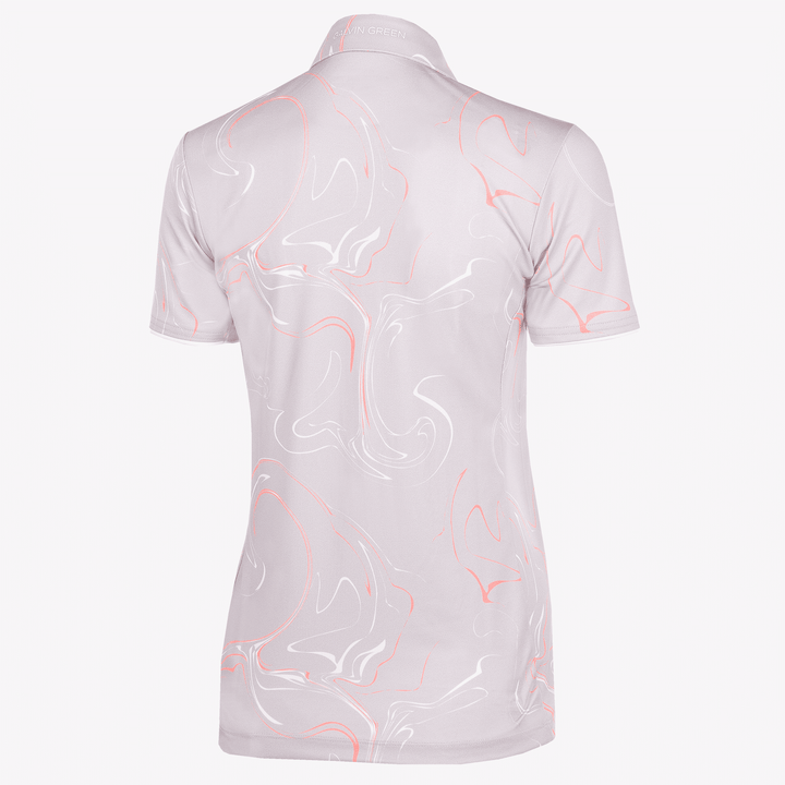 Malena is a Breathable short sleeve golf shirt for Women in the color Cool Grey/Coral/White(8)
