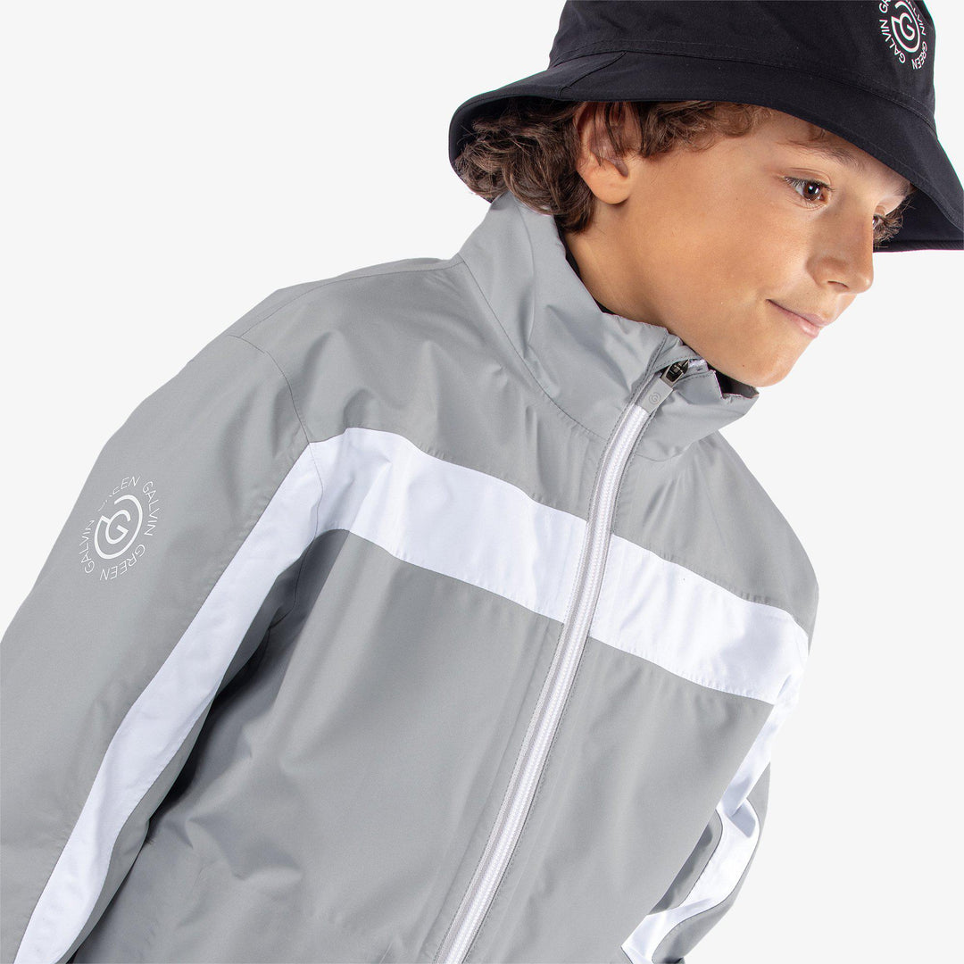 Robert is a Waterproof jacket for Juniors in the color Sharkskin/White(3)