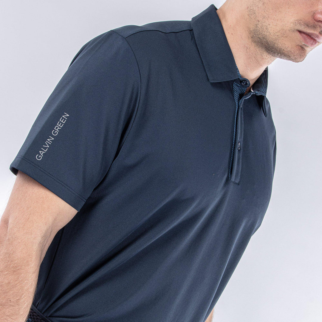 Milan is a Breathable short sleeve golf shirt for Men in the color Navy(3)