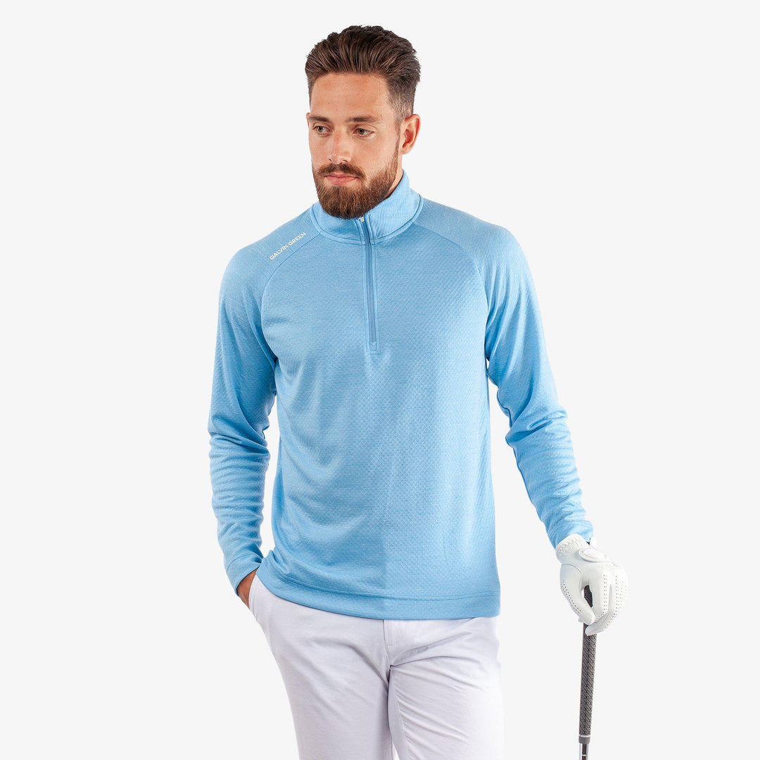 Dion is a Insulating golf mid layer for Men in the color Alaskan Blue Melange(1)