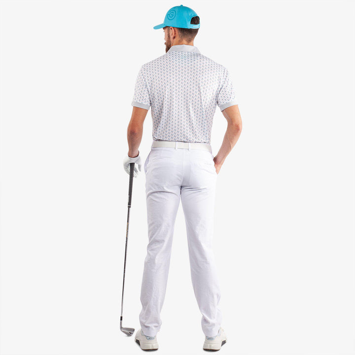 Malcolm is a Breathable short sleeve golf shirt for Men in the color White/Cool Grey/Aqua(7)