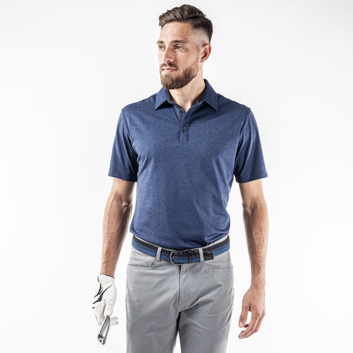Marv is a Breathable short sleeve golf shirt for Men in the color Navy melange(1)