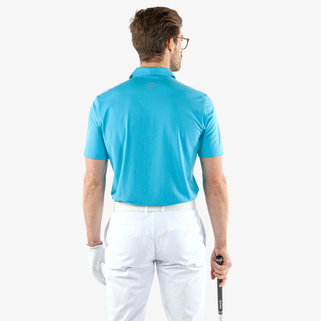 Marcelo is a Breathable short sleeve golf shirt for Men in the color Aqua(4)