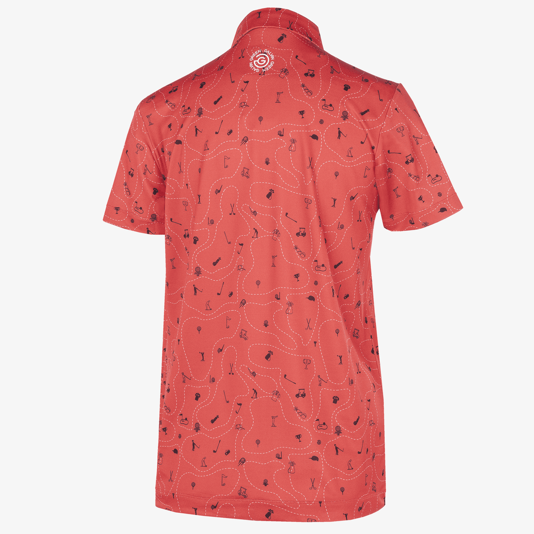 Rowan is a Breathable short sleeve golf shirt for Juniors in the color Red/Black(7)
