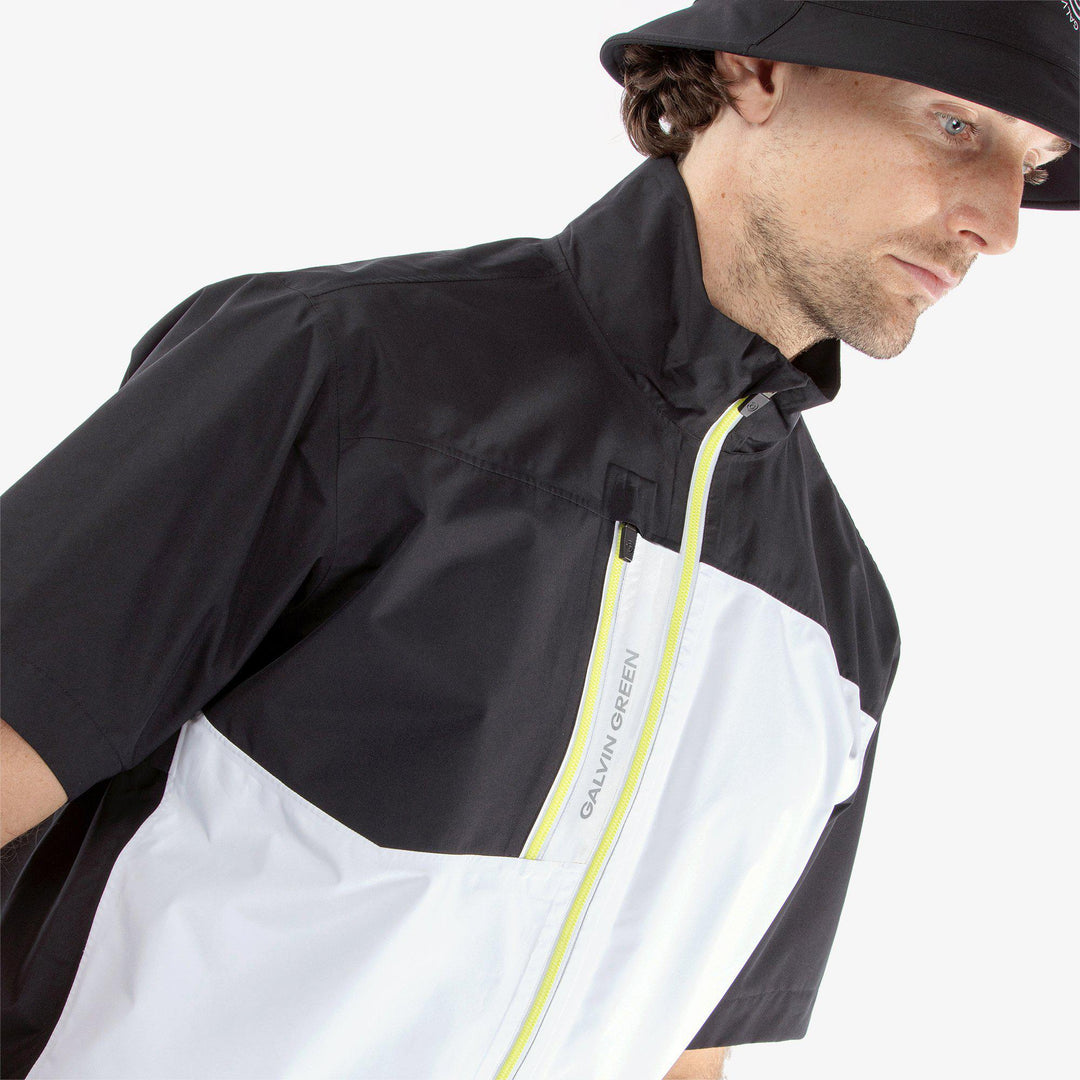 Axl is a Waterproof short sleeve jacket for  in the color Black/White/Sunny Lime(3)