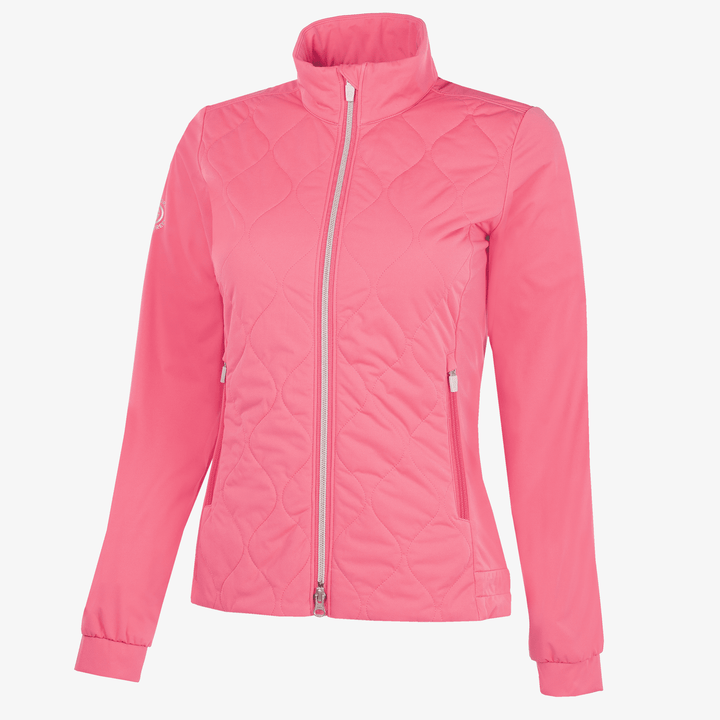 Leora is a Windproof and water repellent golf jacket for Women in the color Camelia Rose(0)