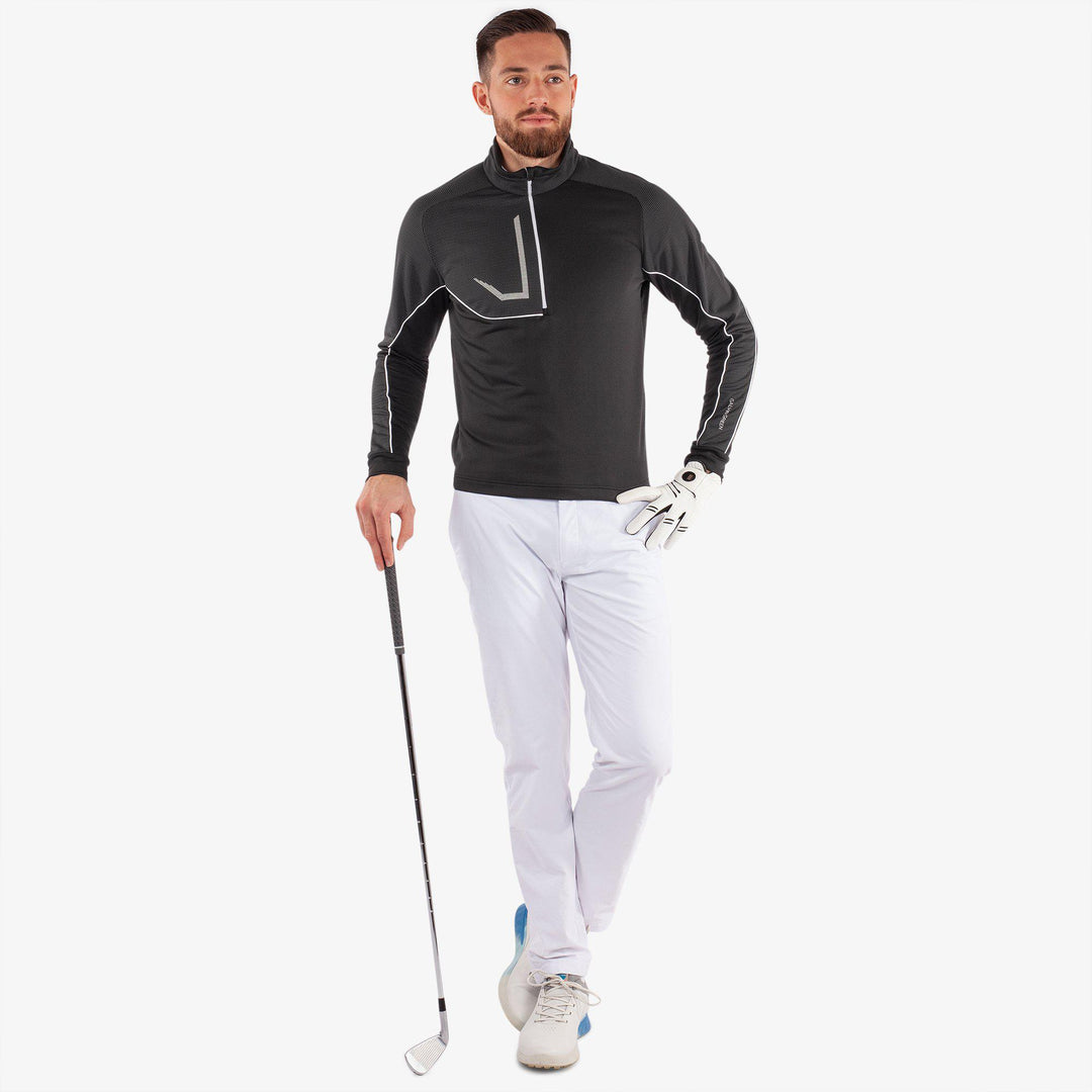 Daxton is a Insulating golf mid layer for Men in the color Black/Granite Grey/White(2)