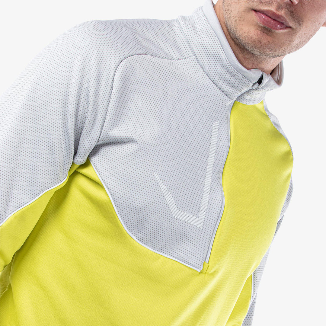 Daxton is a Insulating golf mid layer for Men in the color Sunny Lime/Cool Grey/White(3)