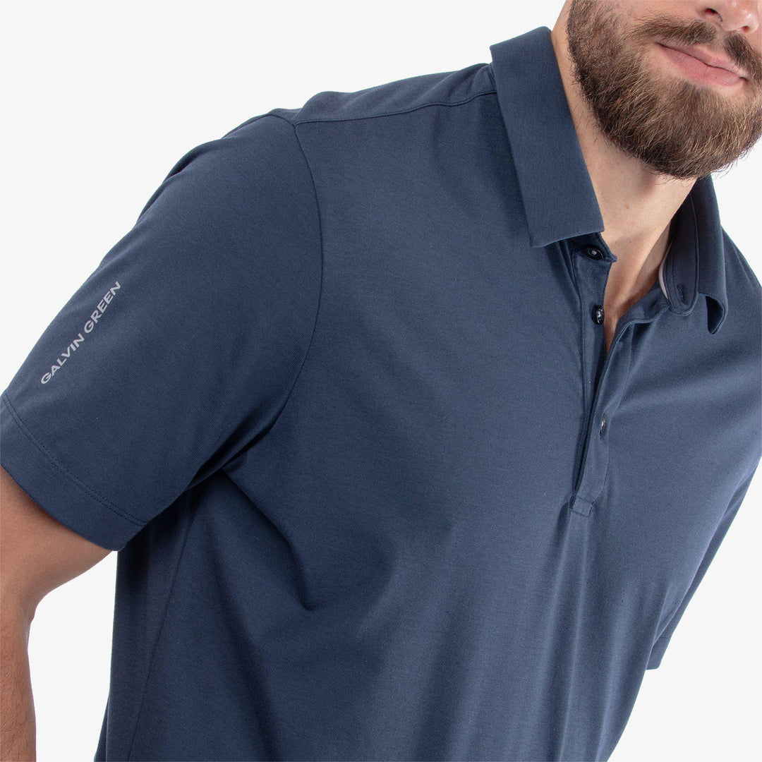 Marcelo is a Breathable short sleeve golf shirt for Men in the color Navy(3)
