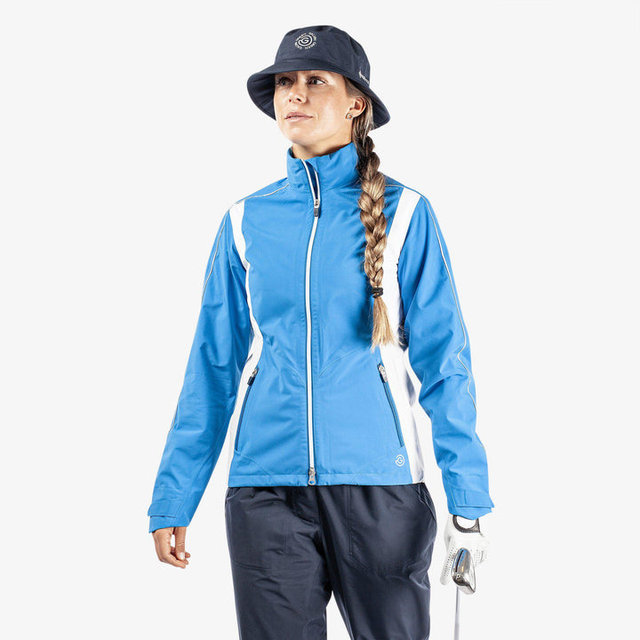 Ally is a Waterproof Jacket for Women in the color Blue/Cool Grey/White(1)