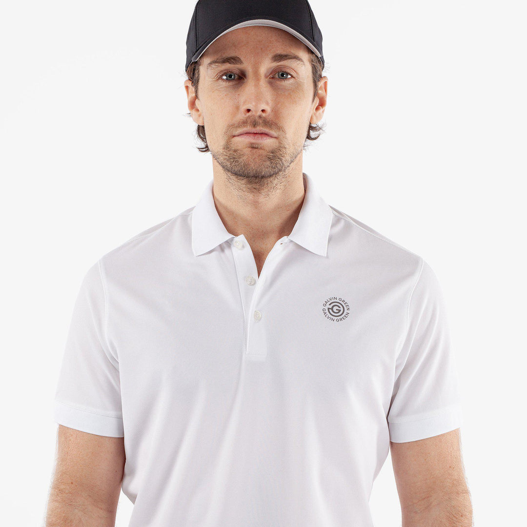 Maximilian is a Breathable short sleeve golf shirt for Men in the color White(3)