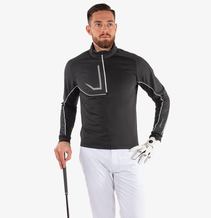 Daxton is a Insulating golf mid layer for Men in the color Black/Granite Grey/White(1)