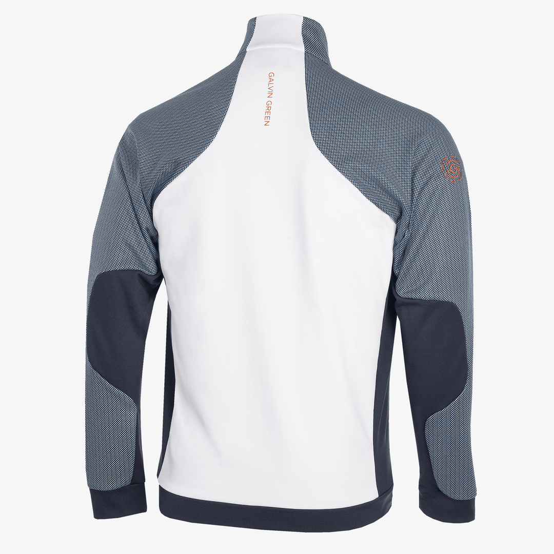 Donald is a Insulating golf mid layer for Men in the color White/Navy/Orange(8)
