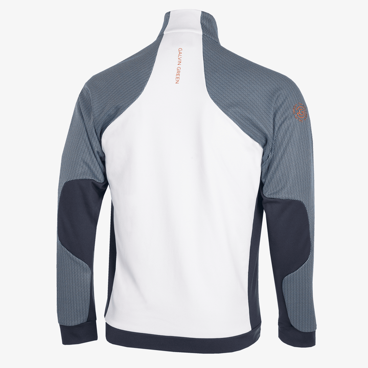 Donald is a Insulating golf mid layer for Men in the color White/Navy/Orange(8)