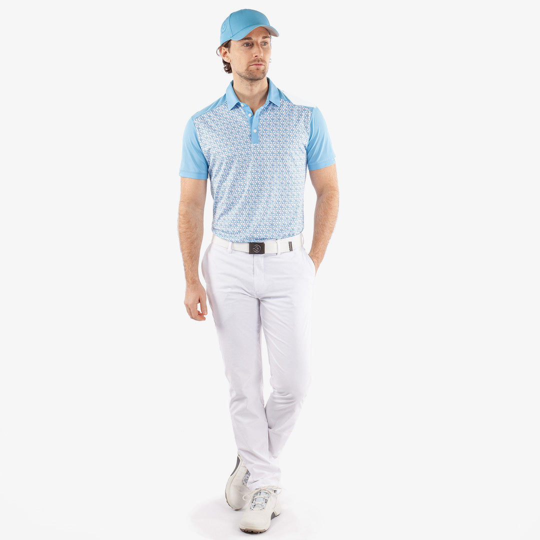Mio is a Breathable short sleeve golf shirt for Men in the color Alaskan Blue(2)