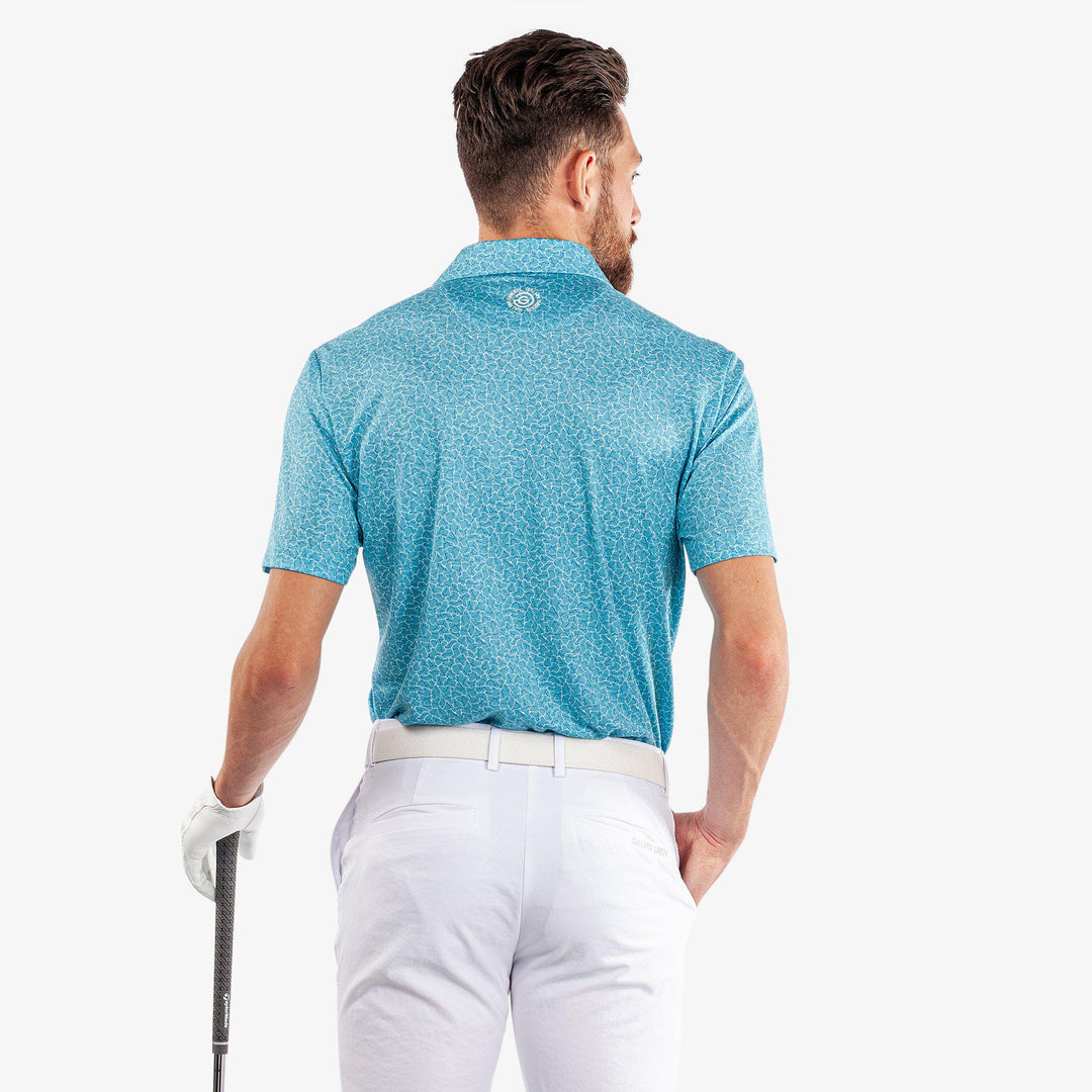 Mani is a Breathable short sleeve golf shirt for Men in the color Aqua(5)