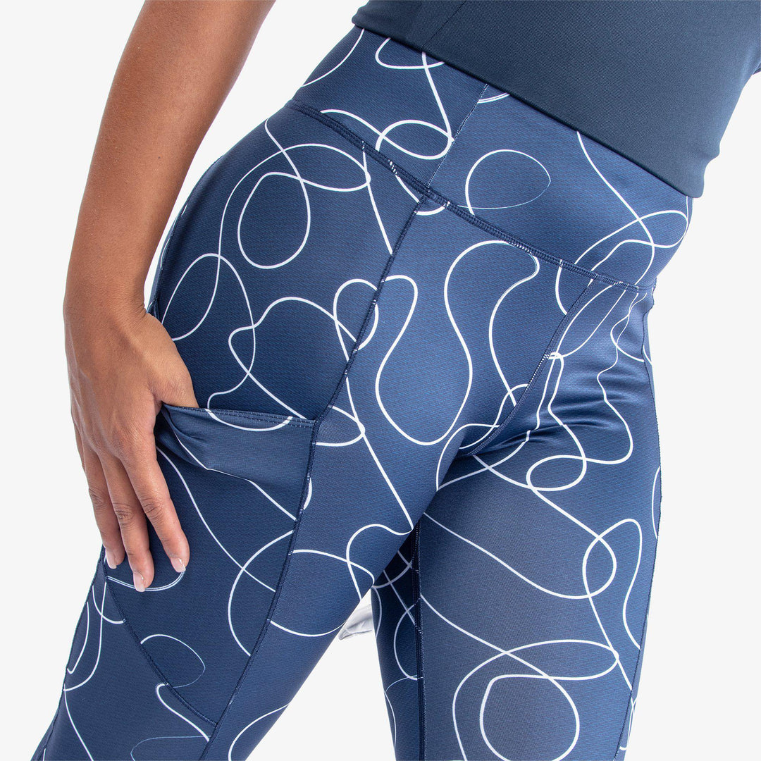 Nicoline is a Breathable and stretchy leggings for  in the color Navy/White(2)