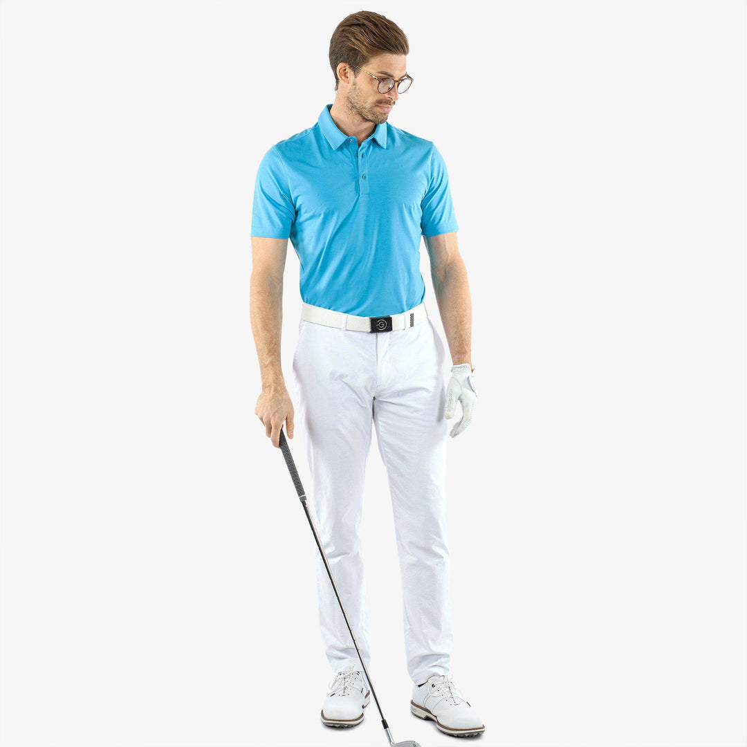 Marcelo is a Breathable short sleeve golf shirt for Men in the color Aqua(2)